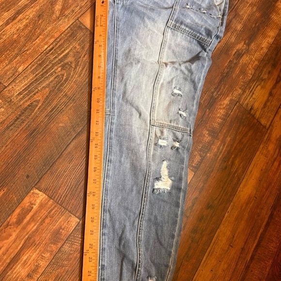 Risen NEW 3/26 High Waisted Draw String Distressed Paper Bag Blue Jeans - Picture 6 of 9